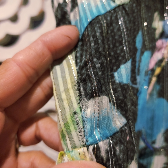 ROCOCO SAND SILK FLORAL TIERED MINI DRESS ADJUSTABLE STRAPS WOMENS MEDIUM - Picture 14 of 16